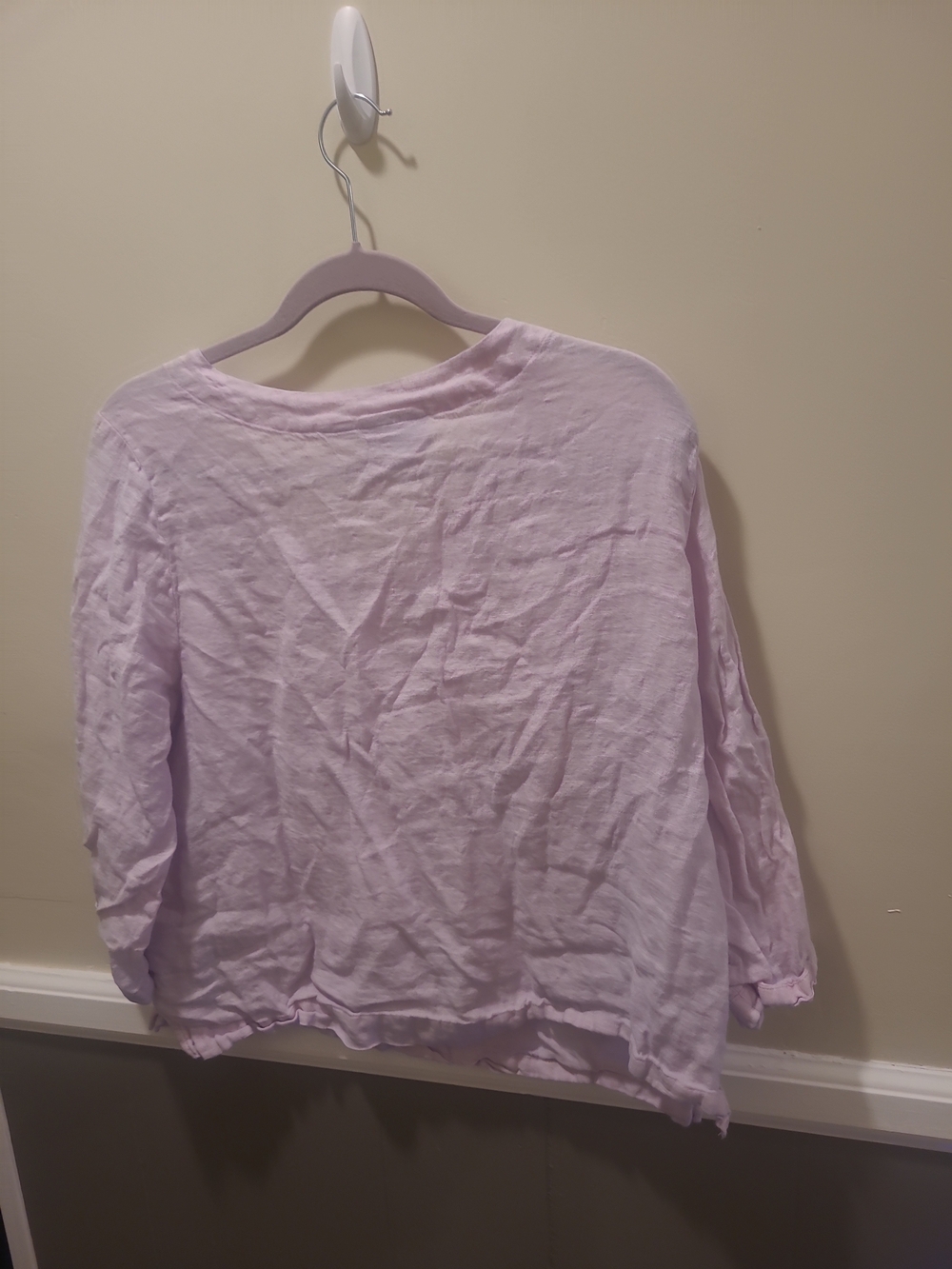 Martha Stewart Collection 100% Linen Blouse Size Xl Pink Purple 3/4 Sleeves Slit - Picture 8 of 12